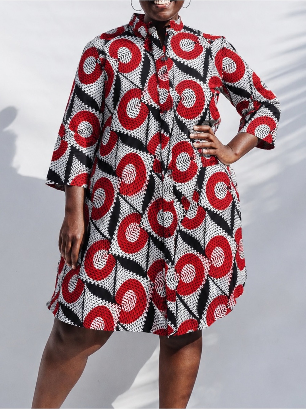 ZURI Tic Tac Toe Shirt Dress Sz S Geometric Print 100% Cotton Like New